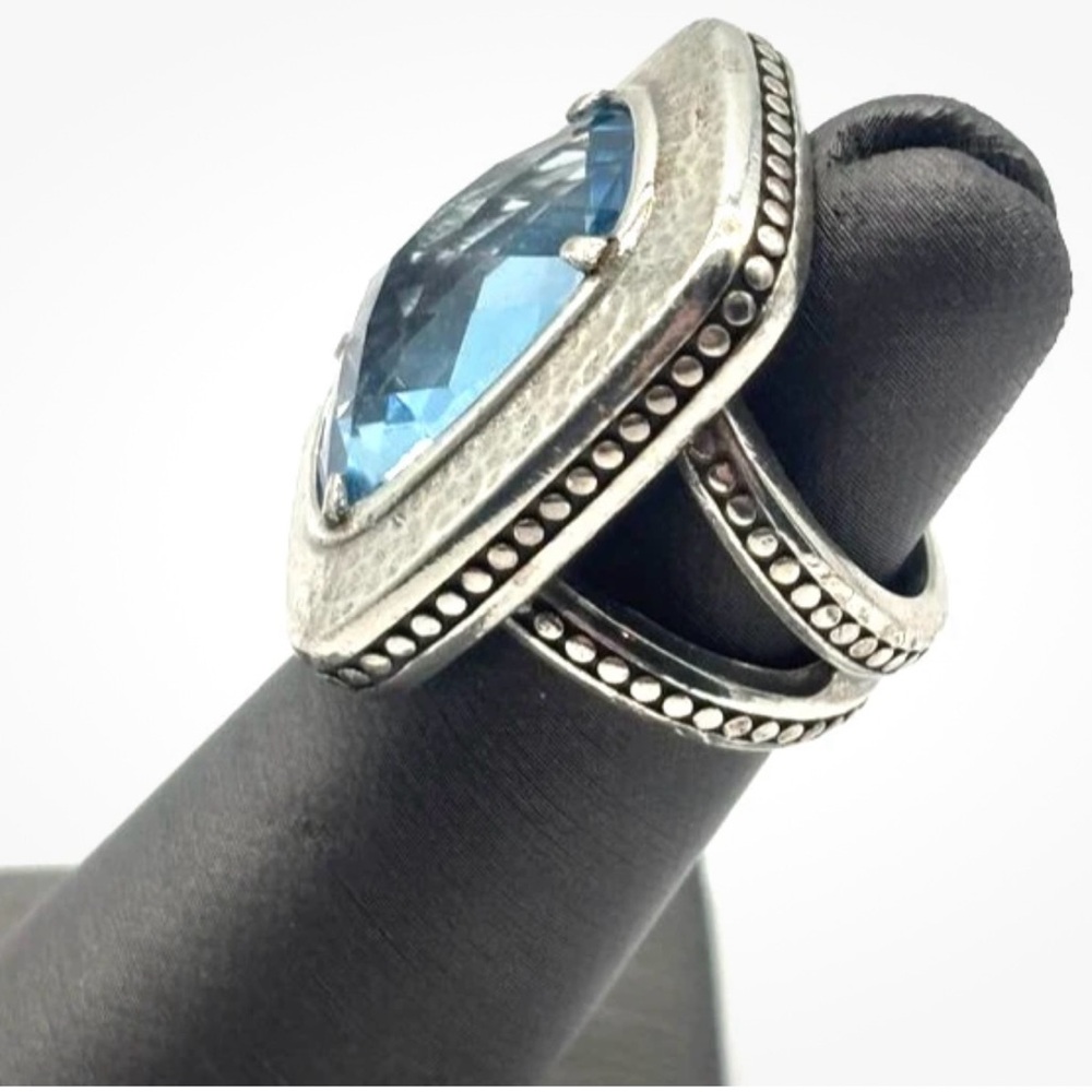 STUNNING Brighton Peaceful Presence aqua blue quartz ring 3.5 - Picture 2 of 3